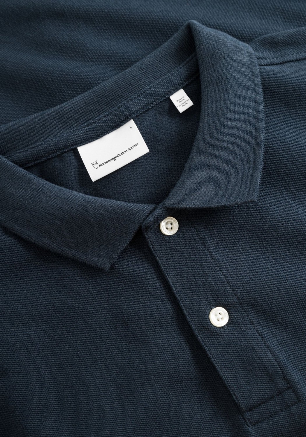 Knowledge Cotton Apparel Basic Badge Polo Shirt Total Eclipse
