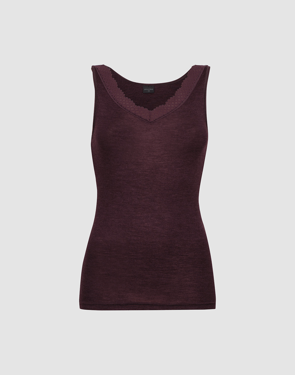Tanktop met kanten rand van merinowol/zijde voor dames