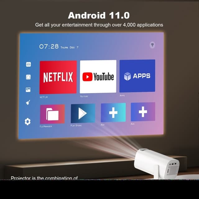 4K-projektor Dual WiFi Bluetooth HD Video LED-projektor til hjemmebiograf