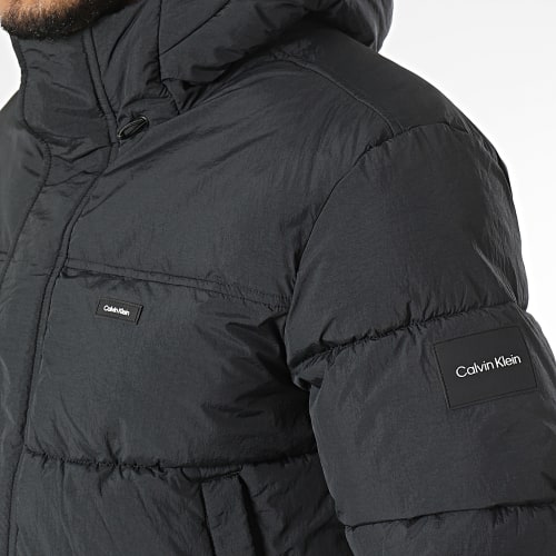 Doudoune Longue Capuche Crinkle Nylon 2228 Noir