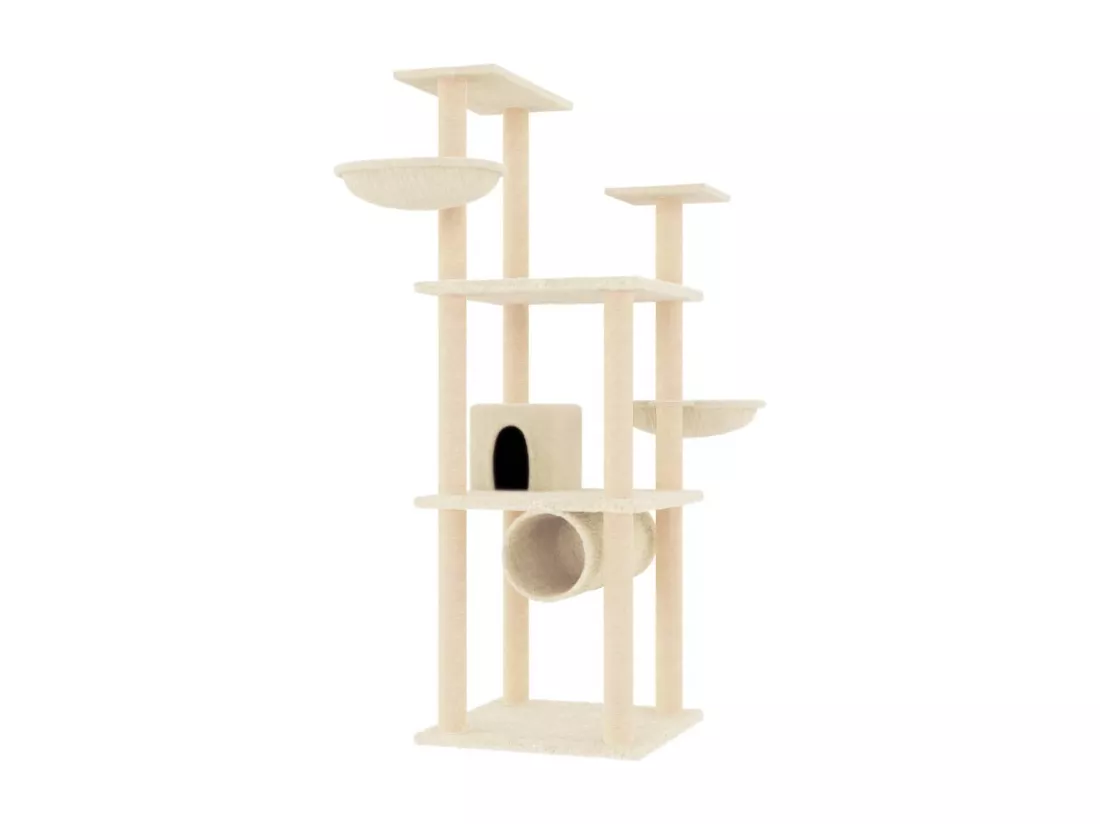 Arbre à chat avec griffoirs en sisal crème 141 cm