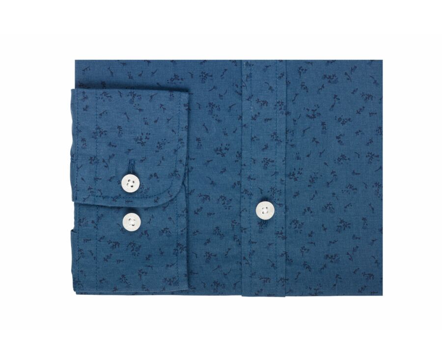 Chemise coton lin homme bleue imprimé fleuri - SIGISBERT