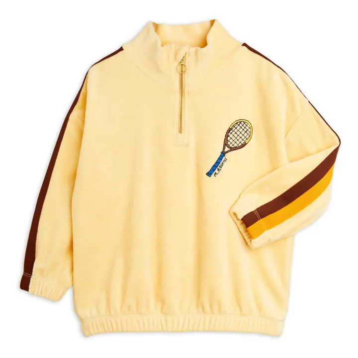 Mini Rodini Sweat Col Zippé Tennis Eponge Bio | Jaune