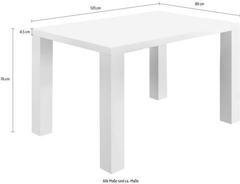 SalesFever - Eettafel - Wit - Hoogglans Gelakt - MDF Hout - 120 x 80 cm
