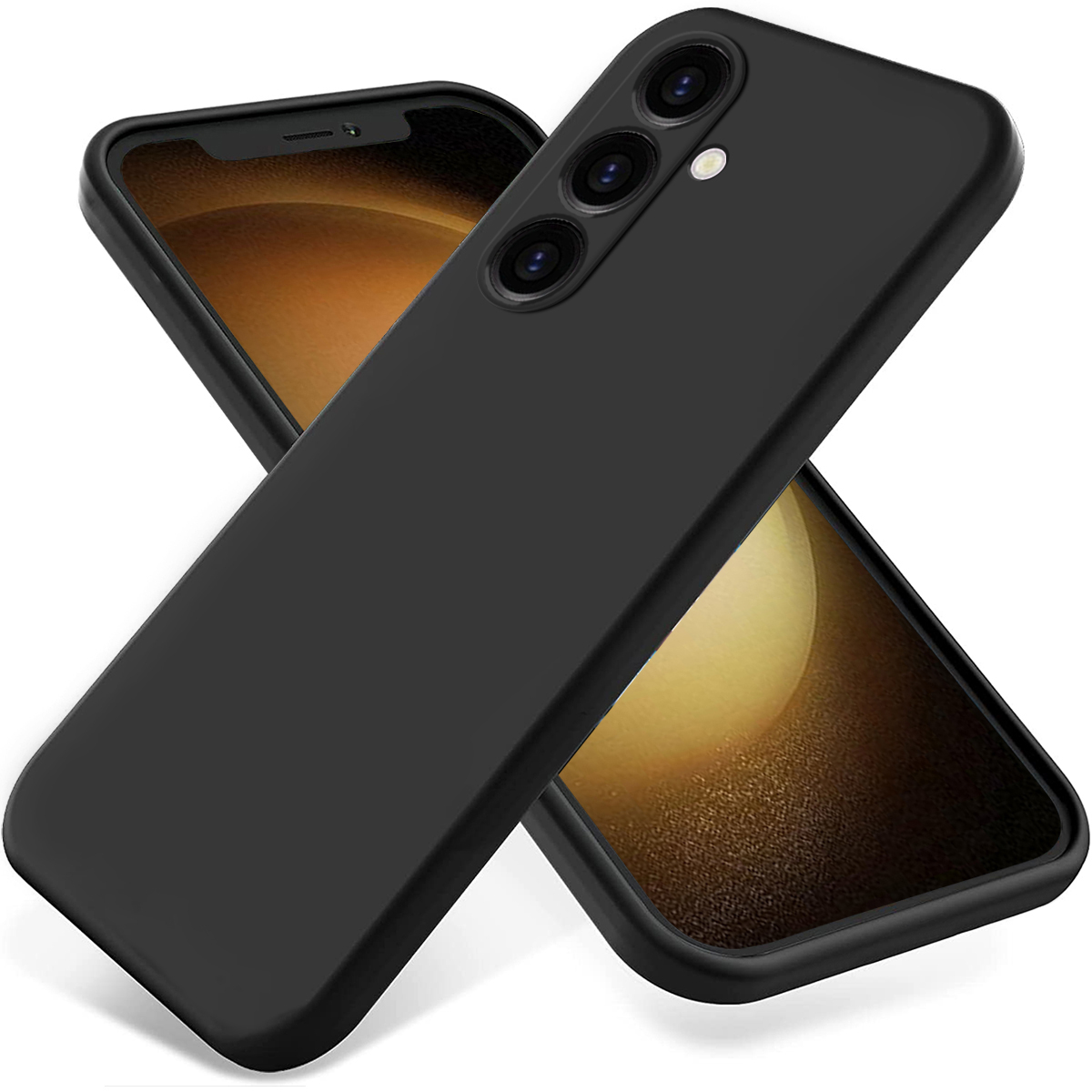 Samsung Galaxy S24 FE Silikon Case Hülle mit Kameraschutz   Handschlaufe - Schwarz