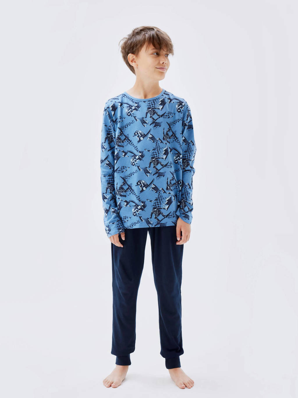 NAME IT pyjama NKMNIGHTSET SNOWBOARD donkerblauw/blauw