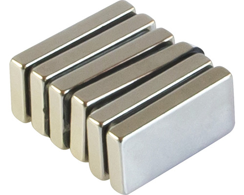 Industriële neodymium blokmagneet 20x10 mm, 6 stuks