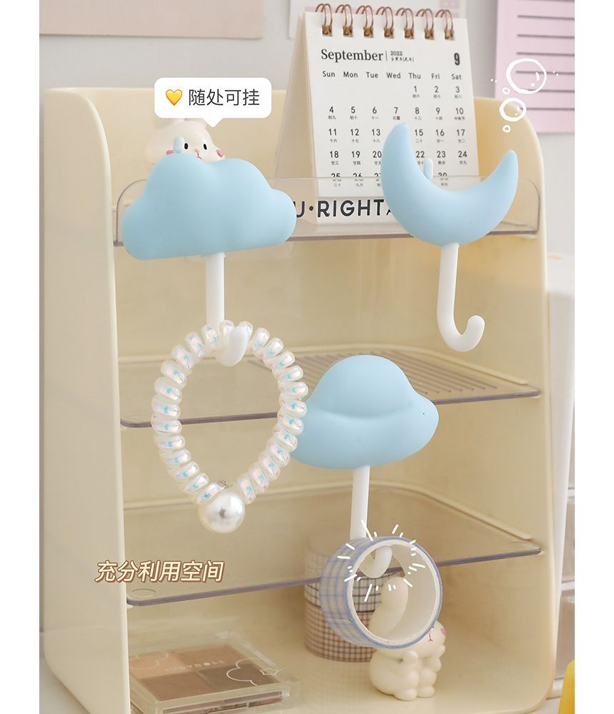 Baburu - Set van 3: Maan/wolk plastic kleefhaak (verschillende ontwerpen)