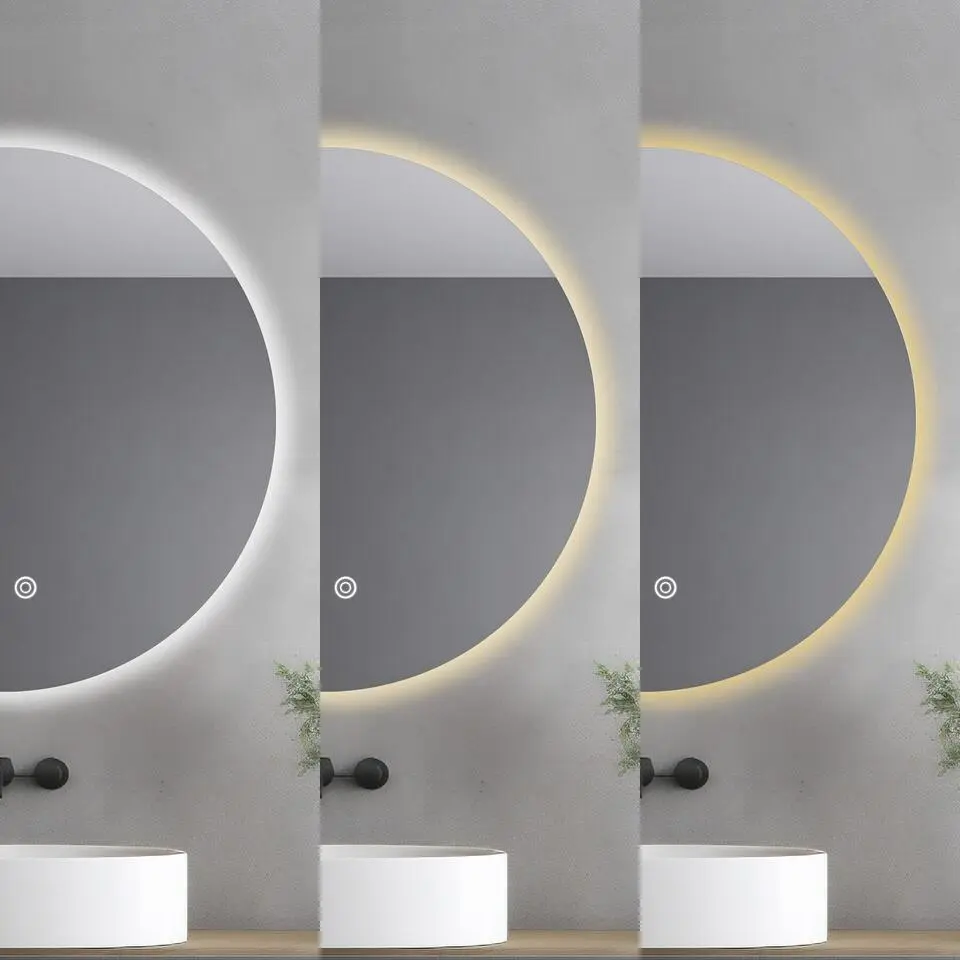 tectake LED-badkamerspiegel Aurora, dimbaar, met 3 lichtkleuren, Wit