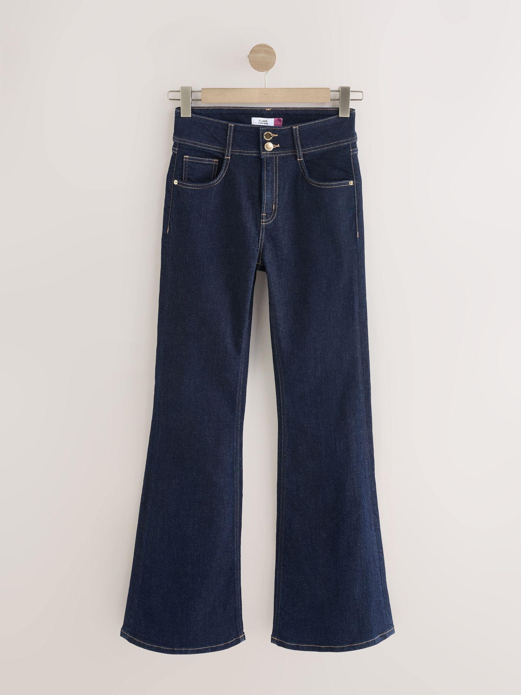 Blauw met wassing - High Rise Stretch Flare Jeans