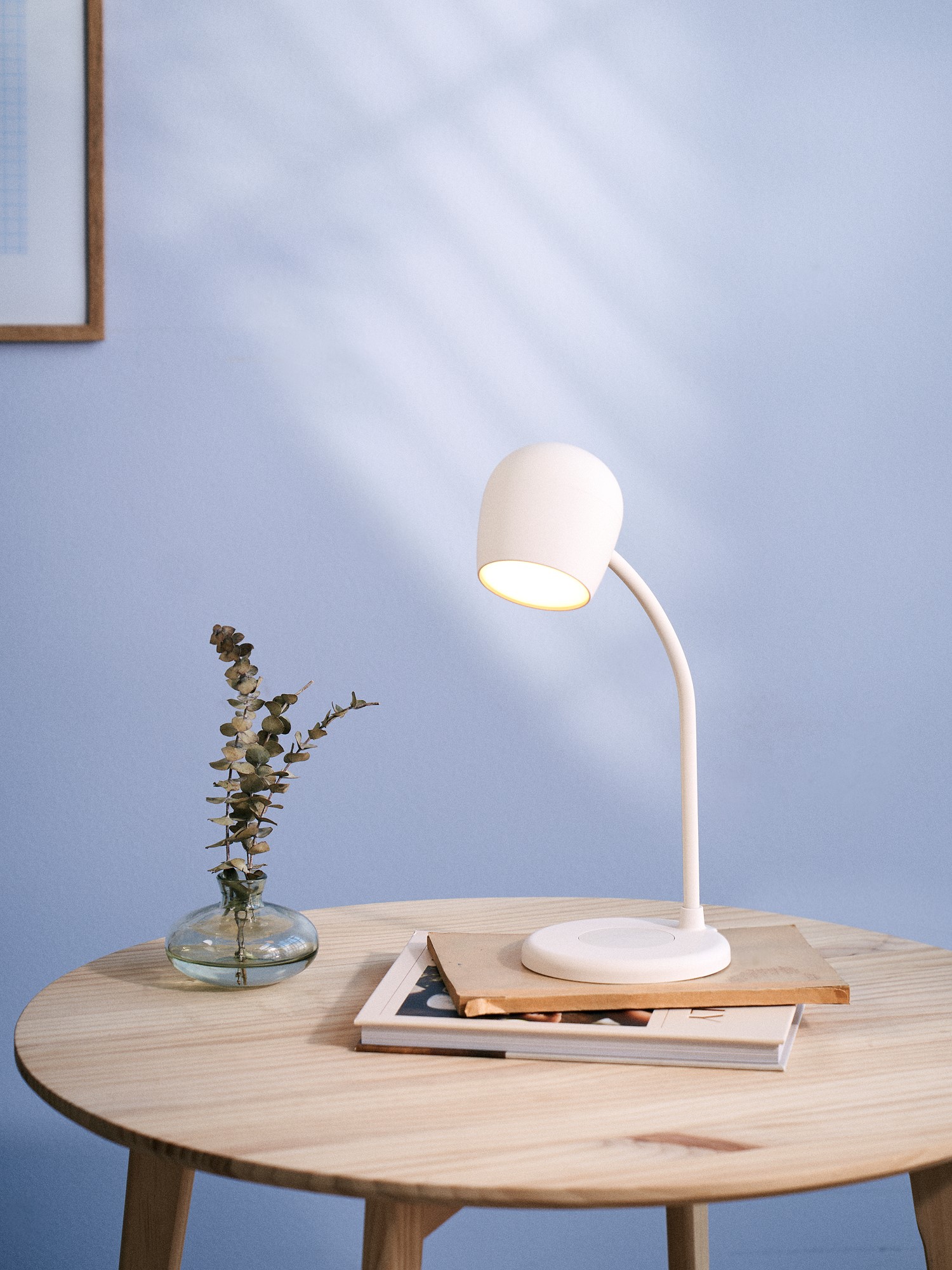 Bordlampe med højttaler | ABS/metal/silikone. 12 x 12 x 32 cm. | Off White | Kreafunk