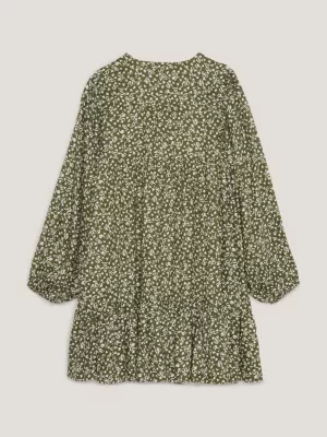 Vestido de camadas solto com estampa floral