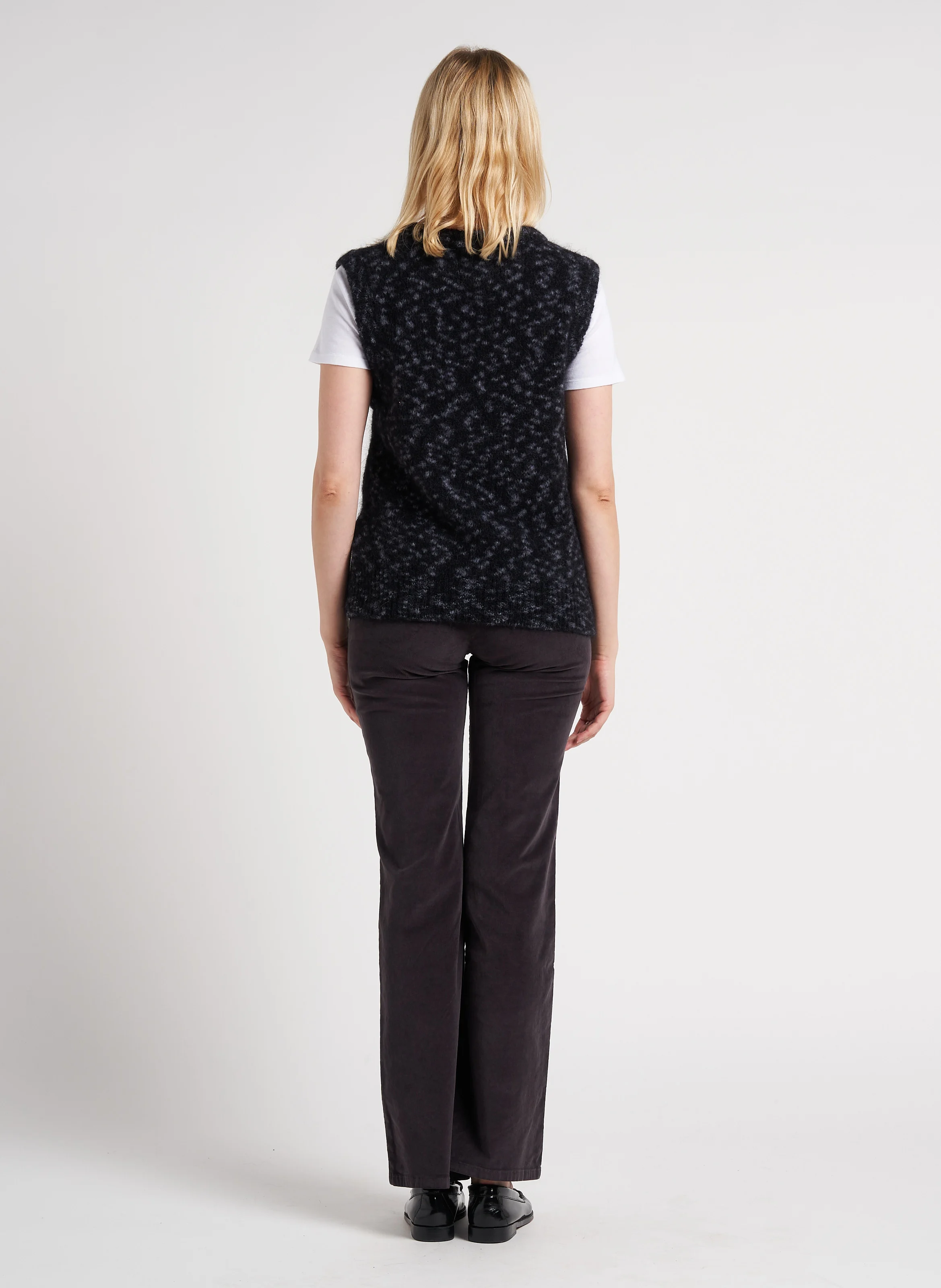MALEO - Pull sans manches col rond jacquard en laine mélangée| Gris