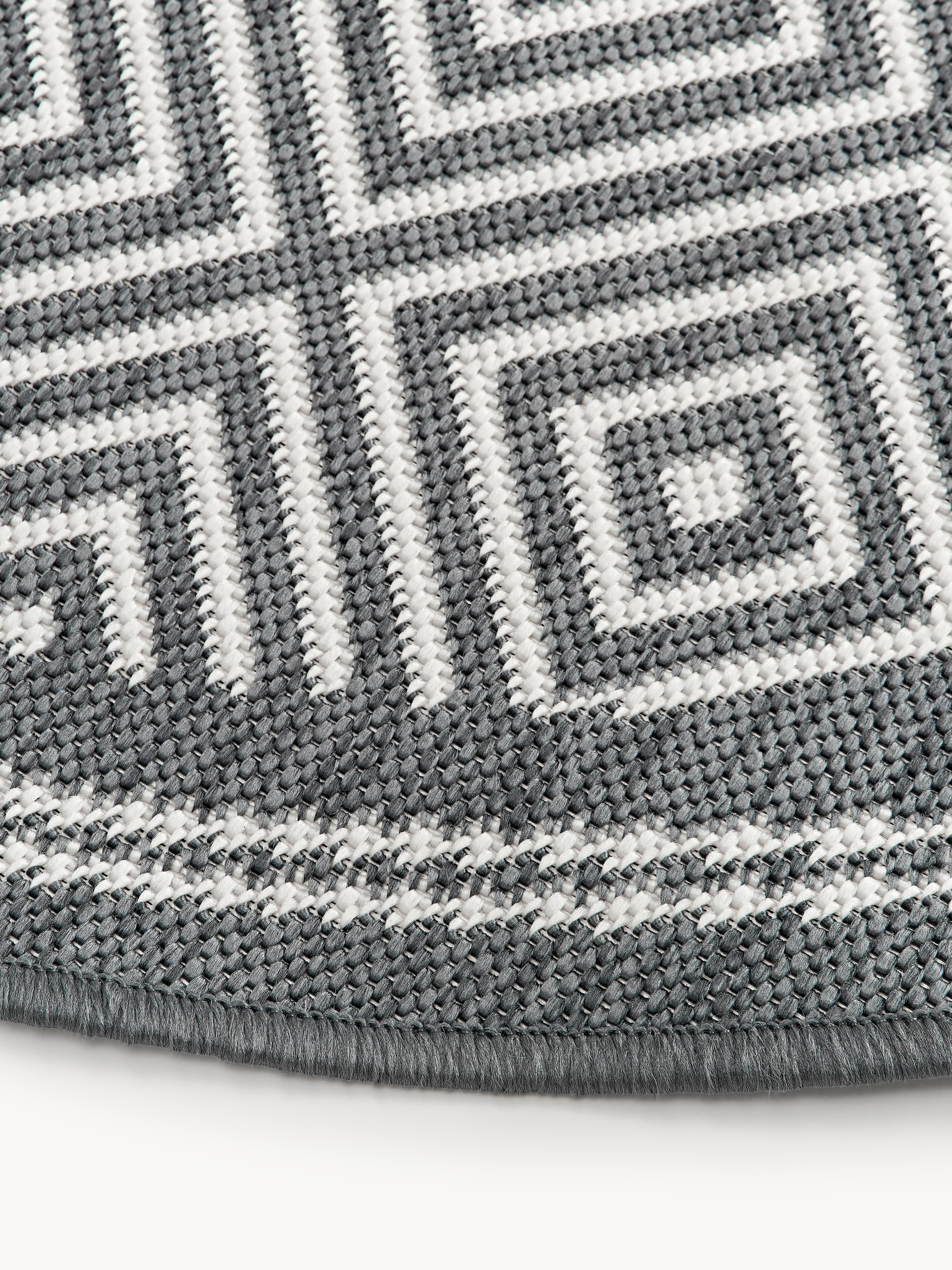 Ronde outdoor dubbelzijdig vloerkleed Reddy met ruitjesmotief