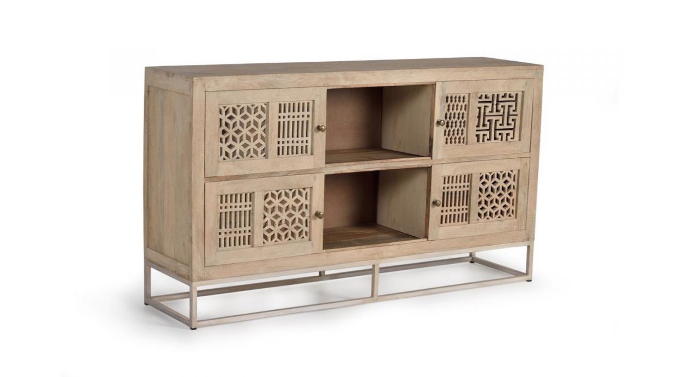 Bahut bois, fer marron 160x40x91cm - bois-fer