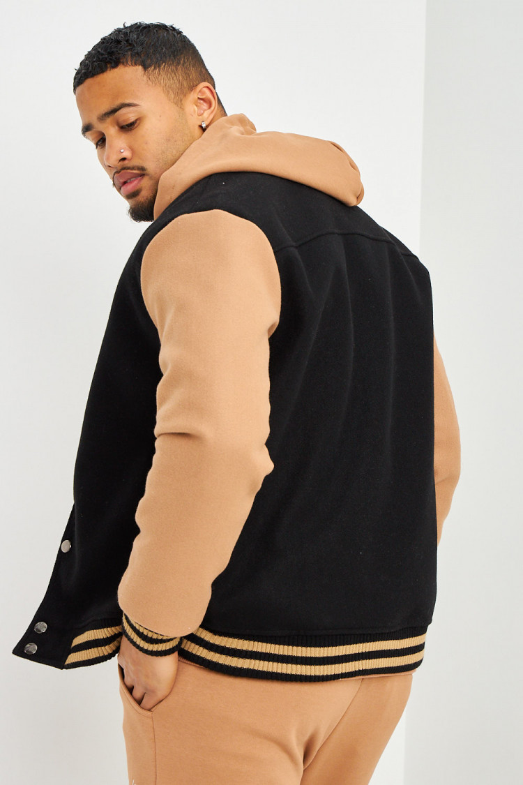 Bomber bicolore noir et camel