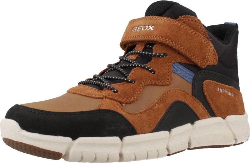 Geox - J Flexyper - Veterboot - Zwart Bruin - Suède Nylon Imitatieleer