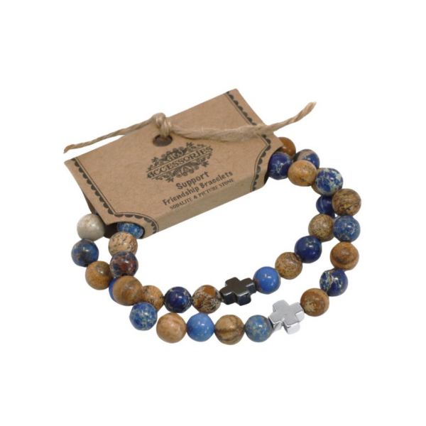 Awartisan Pulseira da Amizade Suporte Sodalite Rainbow Gemstones 2un