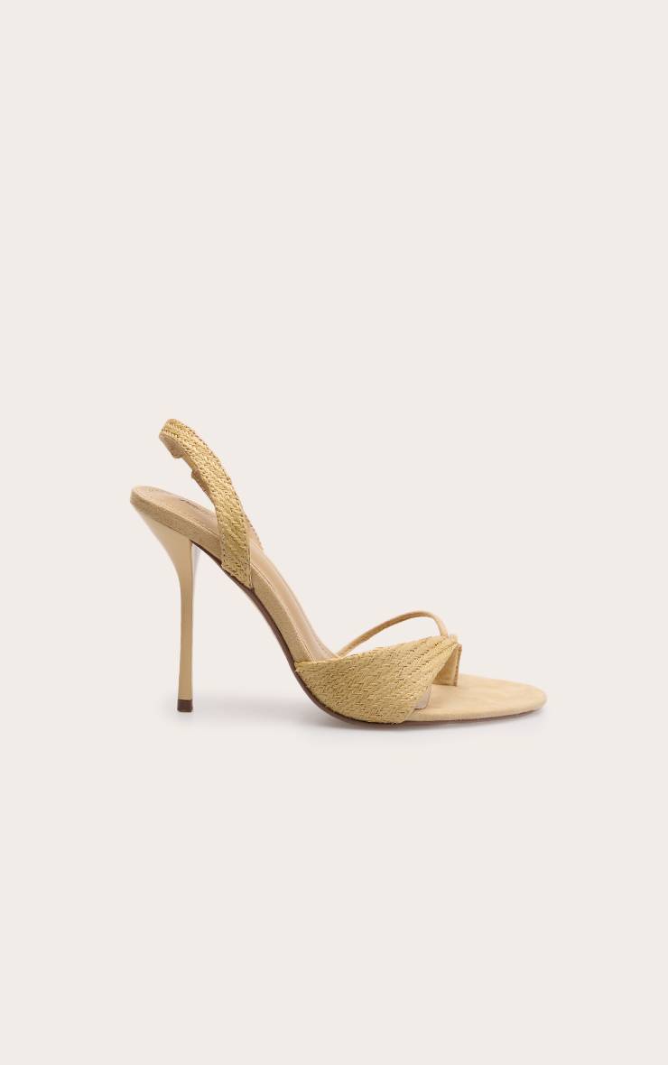 Naturel Sandales À Talons Minimalistes À Texture Raphia