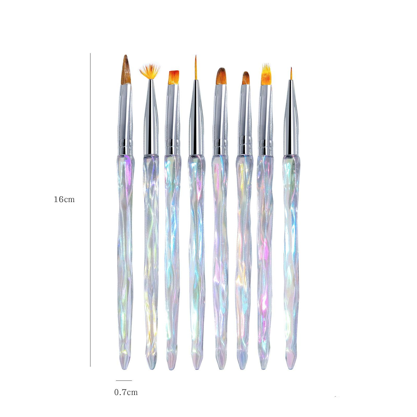 (8-tlg Set) Nail Art Nageldesign Dekorier Pinsel für UV / Acryl Gel - Bunt