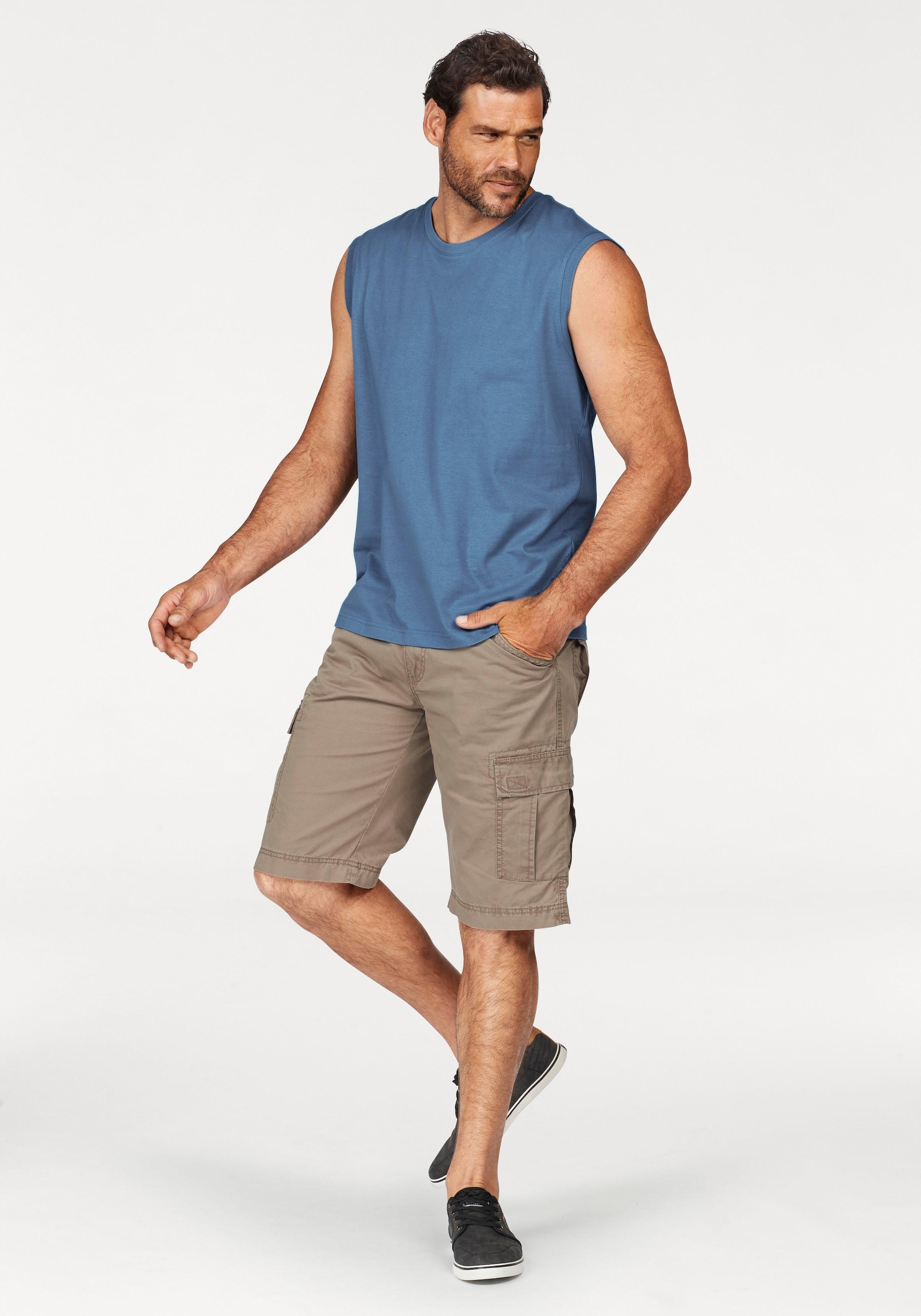 Man's World Muscleshirt, 3 Stk. ärmellos,  Basic-Stil,  unifarben,  Rundhalsausschnitt