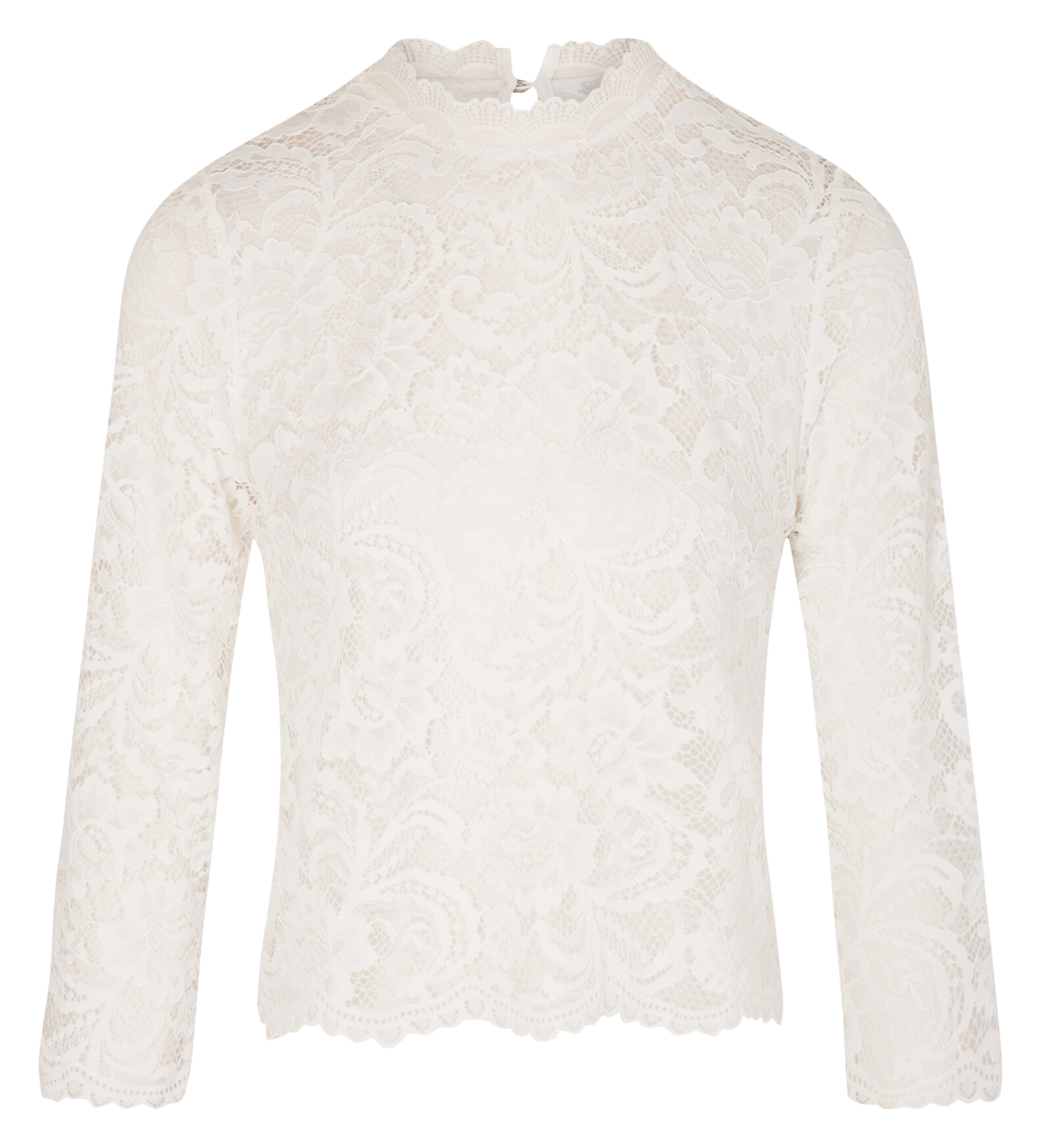 TAMO - Top droit col montant à dentelle | Blanc
