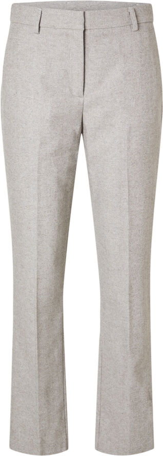Selected Femme SLFVIVIE MW WOOL STRAIGHT PANT Sandshell/herringbone