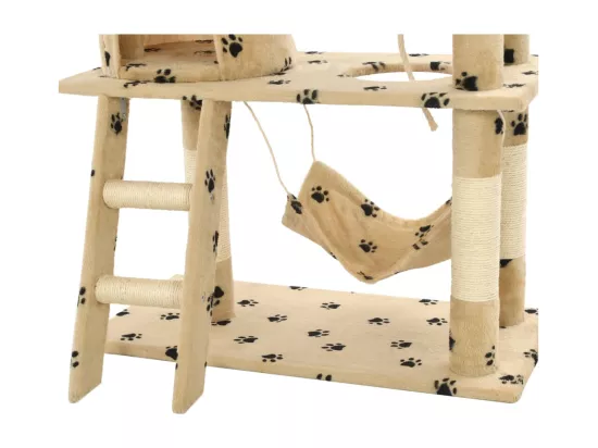 Arbre à chat avec griffoir en sisal 140cm Beige Motif de pattes