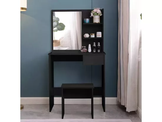 Coiffeuse table de maquillage avec miroir tiroir et tabouret AORO