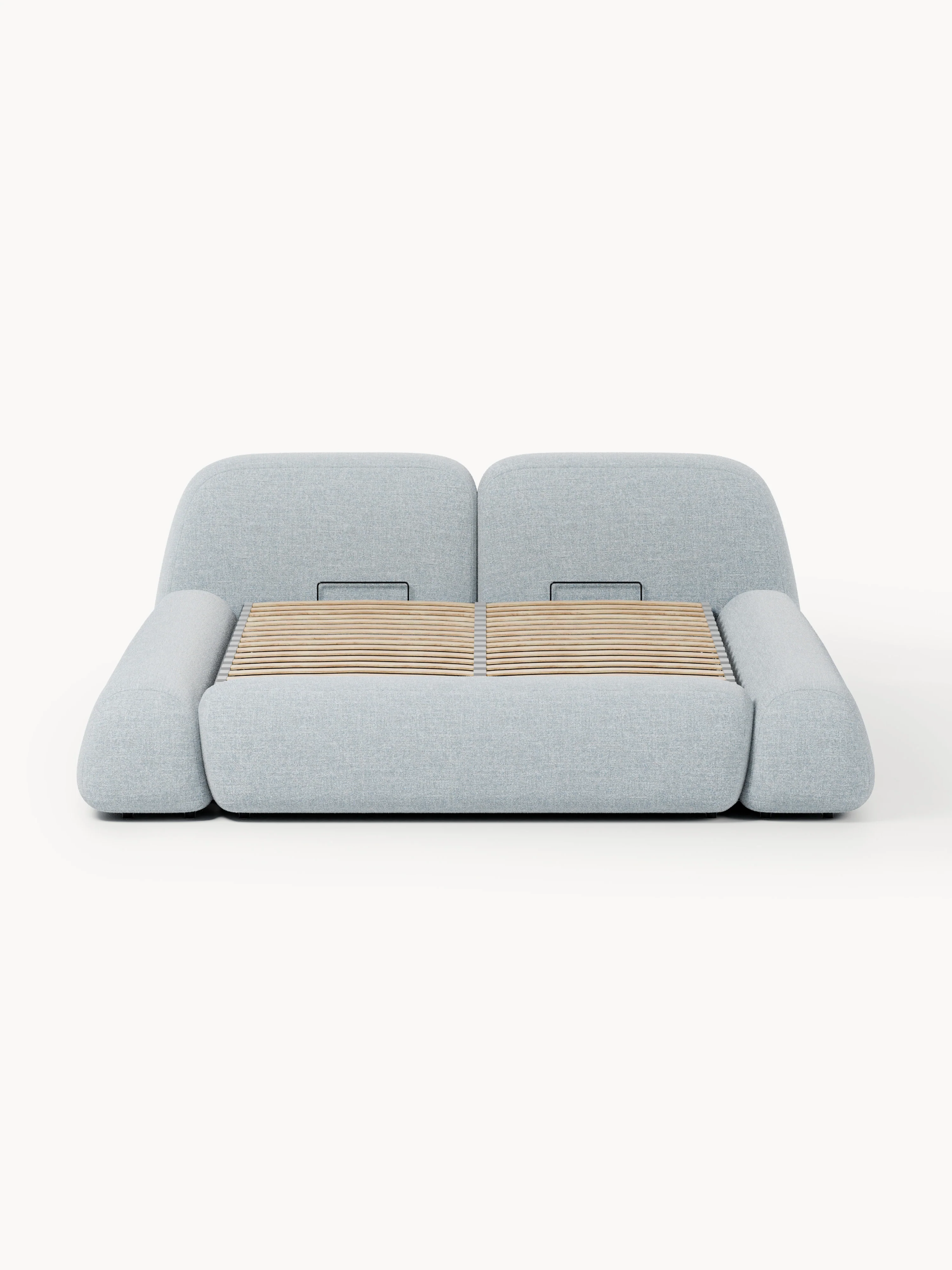 Bouclé gestoffeerd bed Wolke met opbergruimte