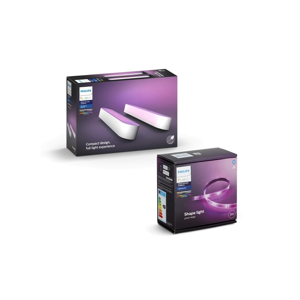 Philips Hue - Play Light Bar 2-PackWhite & Lightstrip - Bundle