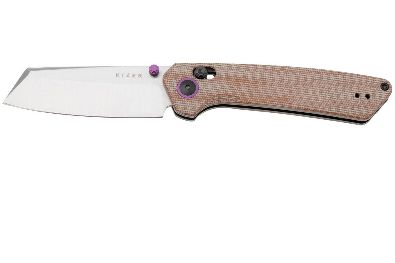 Kizer Madrac V3693A2 Satin Nitro-V, Brown Micarta zakmes, Matteo Pignatelli design