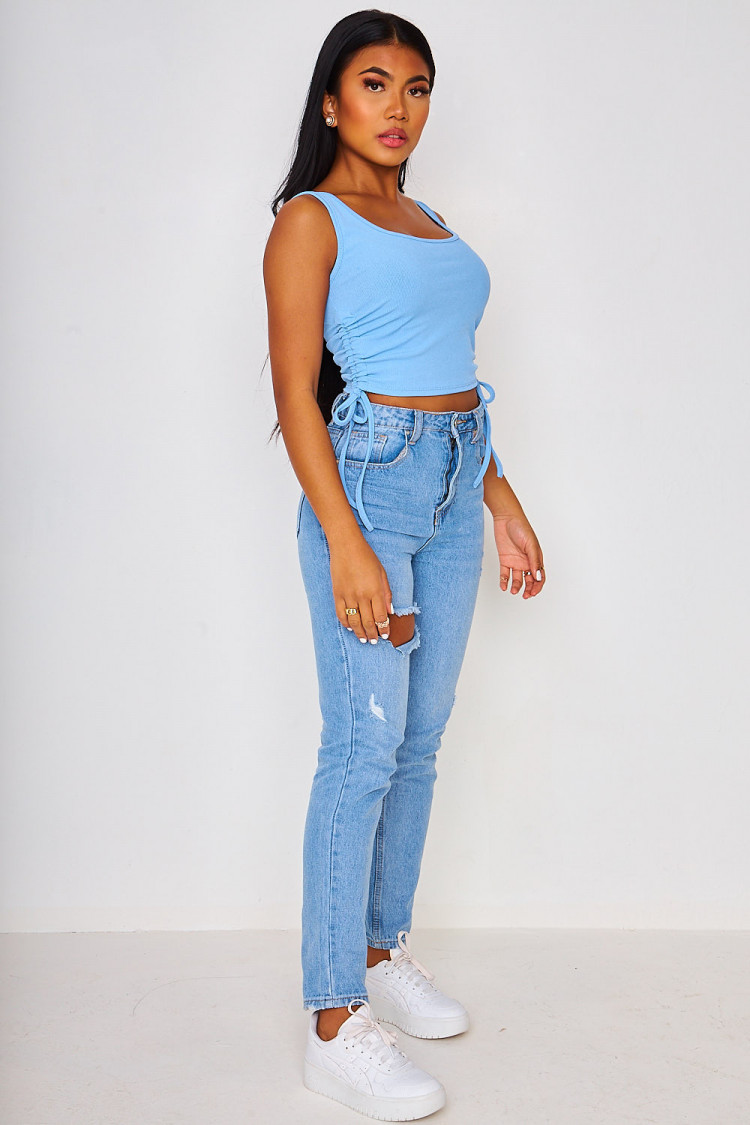 Crop top à fronces sur les côtés