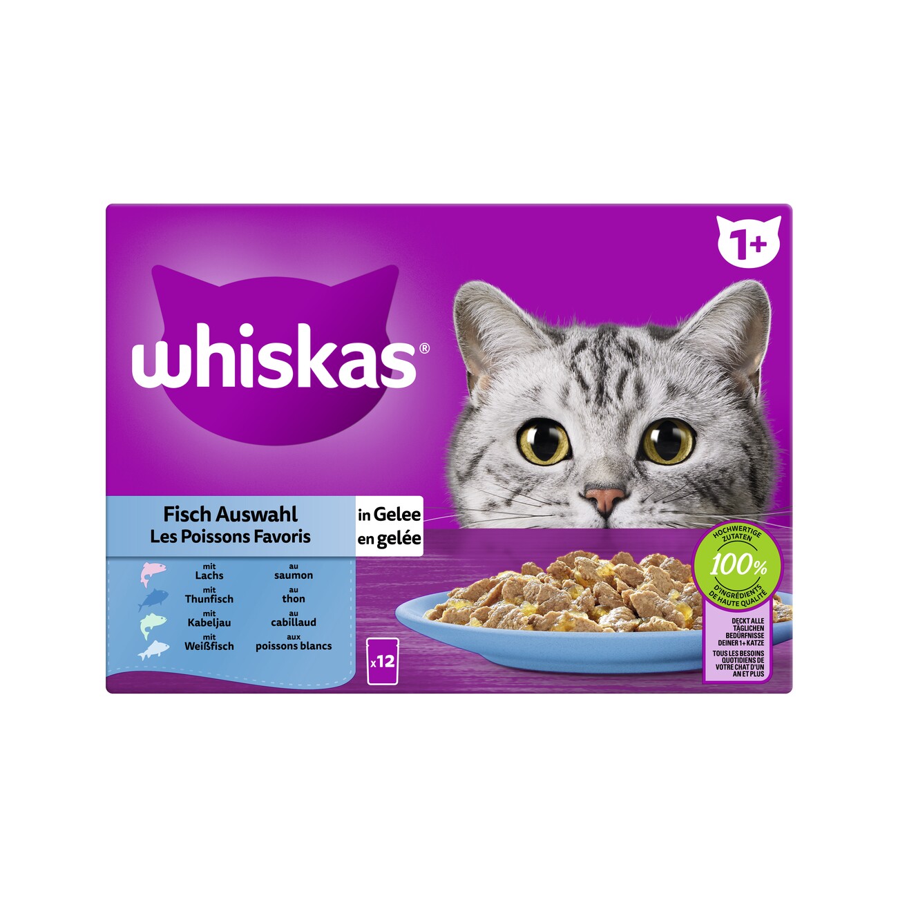 Whiskas Multipack 1+ Fisch Auswahl in Gelee 12 x 85g