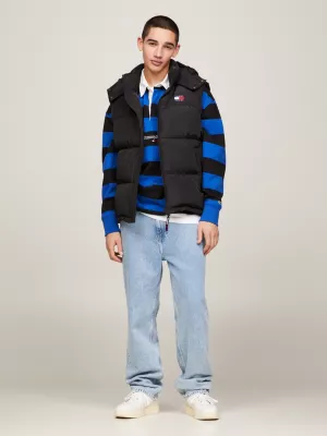 Colete puffer Alaska com capuz e plumas