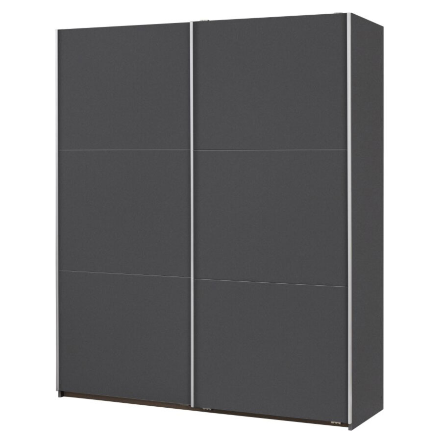 Schwebetürenschrank - grau-metallic - 2 Fachböden - 175 cm