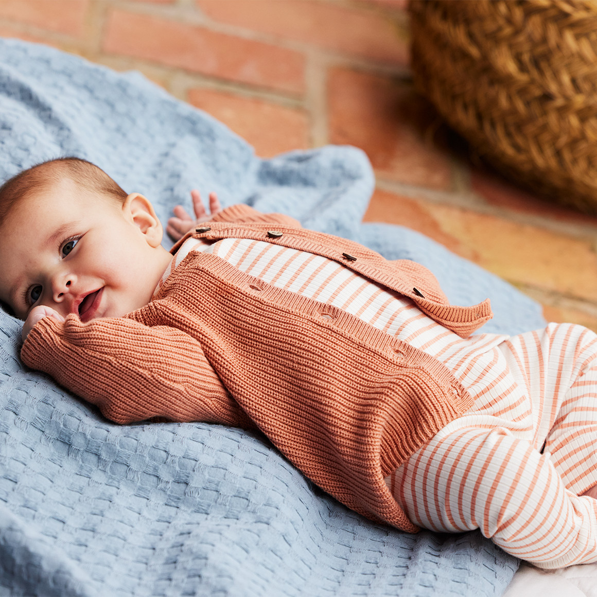 Topomini Pure Collection Newborn Leggings mit Rippstruktur terracotta / weiss