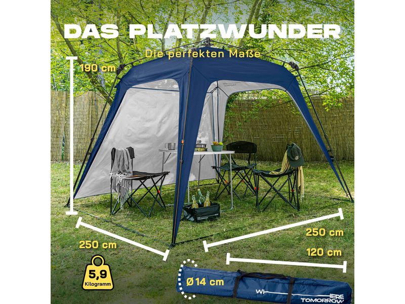 Where tomorrow Pavillon Pop Up - Blau Outdoor-Pavillon mit Seitenschutz