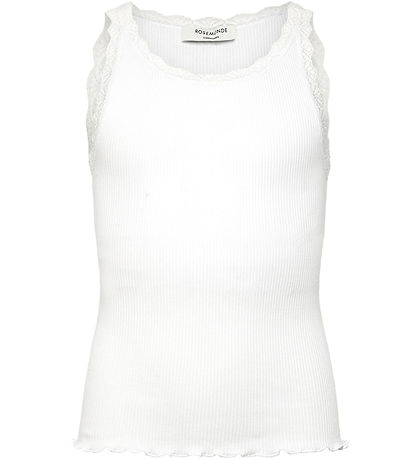Rosemunde Top - Rib - Balta - Neu White m. Spitze