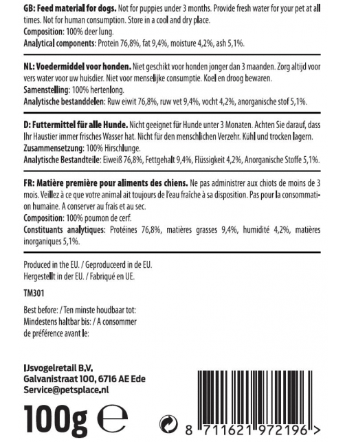 Timo Longen - Hondensnacks - Hert 100 g