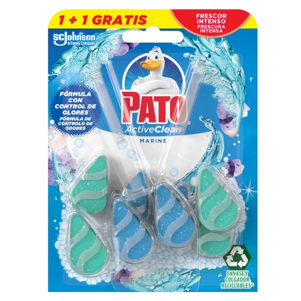 SC Johnson Pack 2 Unidades Pato Active Clean Colgador para Inodoro, Perfuma e Desinfecta, Aroma Marine - J326911