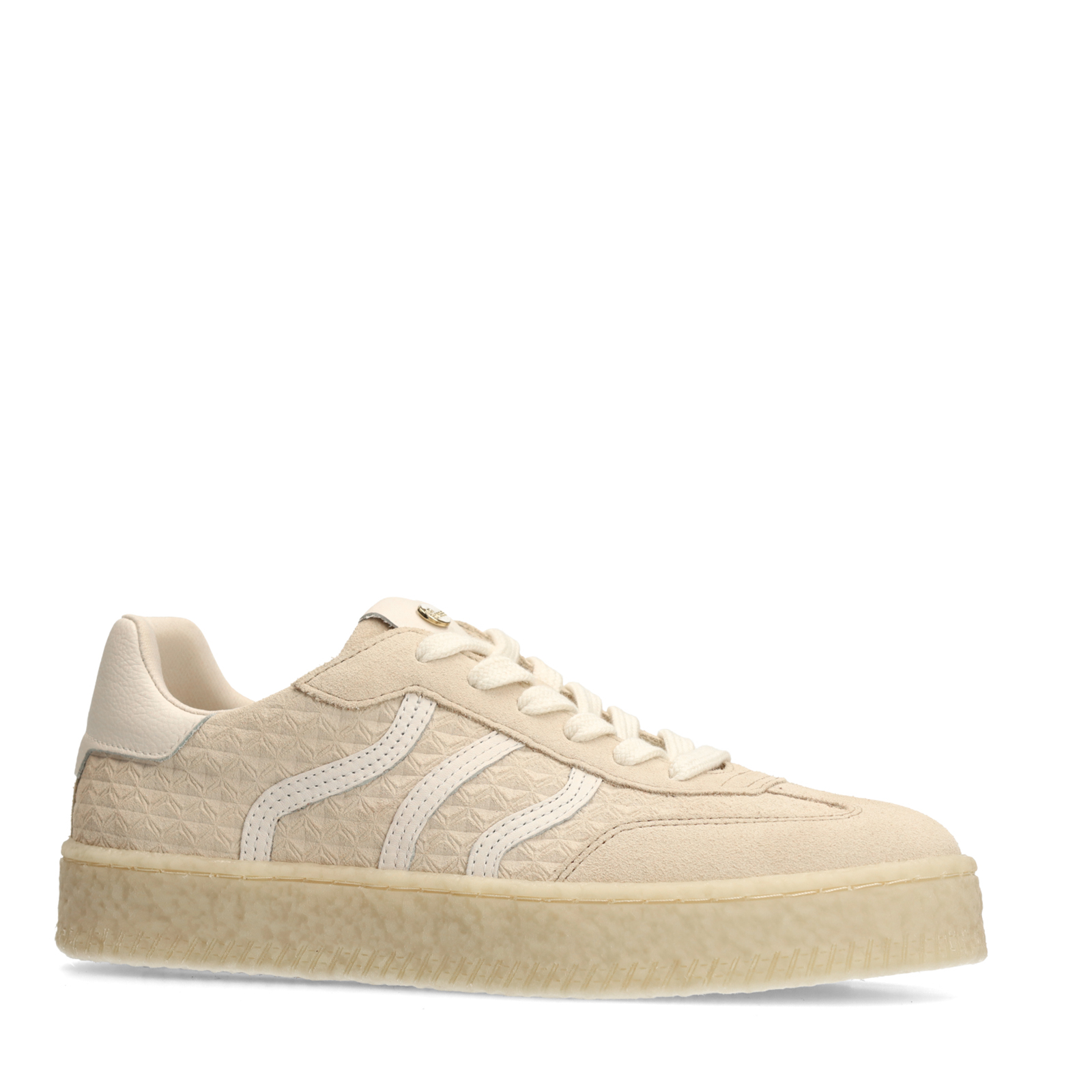 Off white leren sneakers met suède details