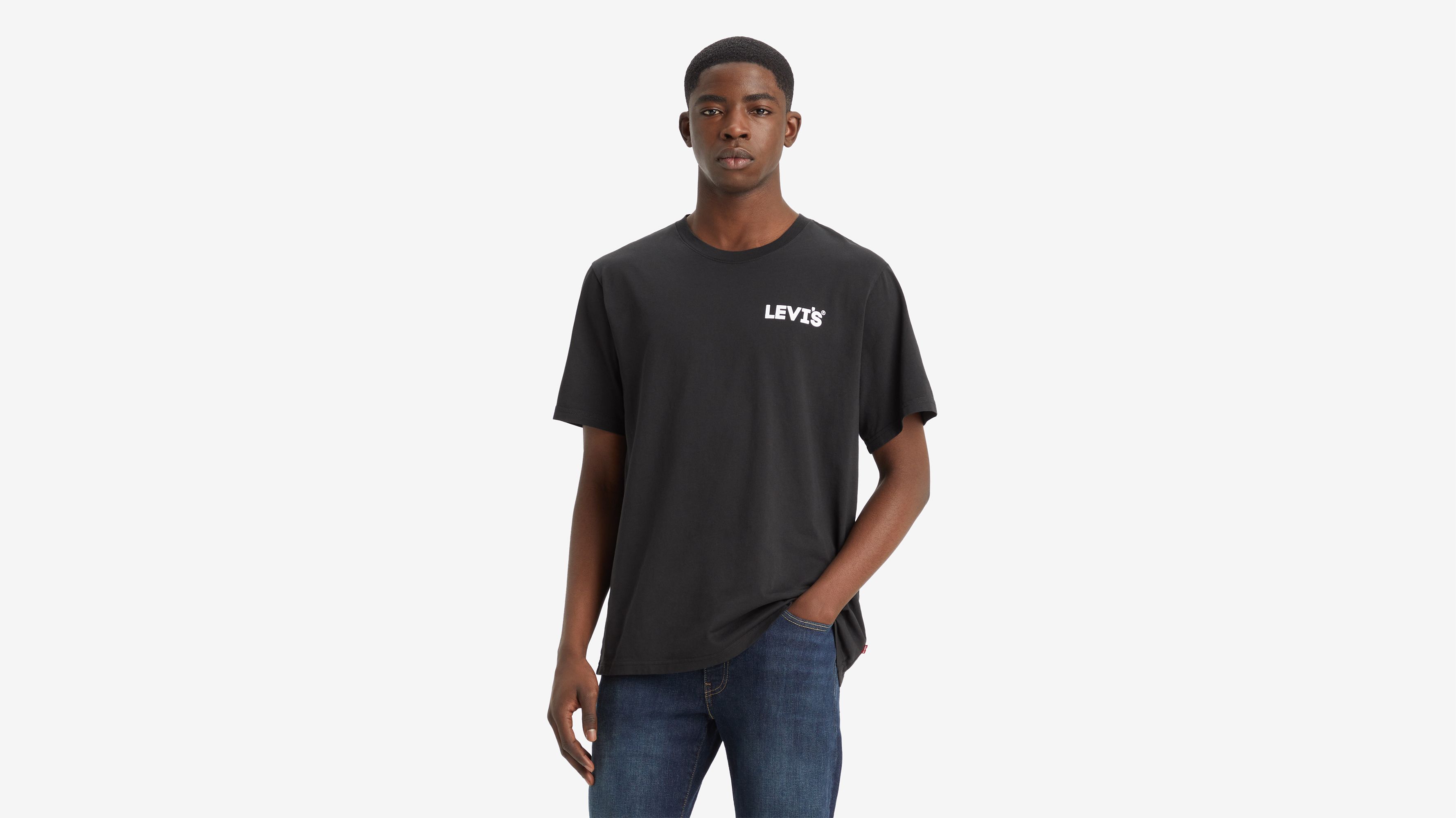 T-shirt relaxed - Headline Logo 2 Caviar - Noir