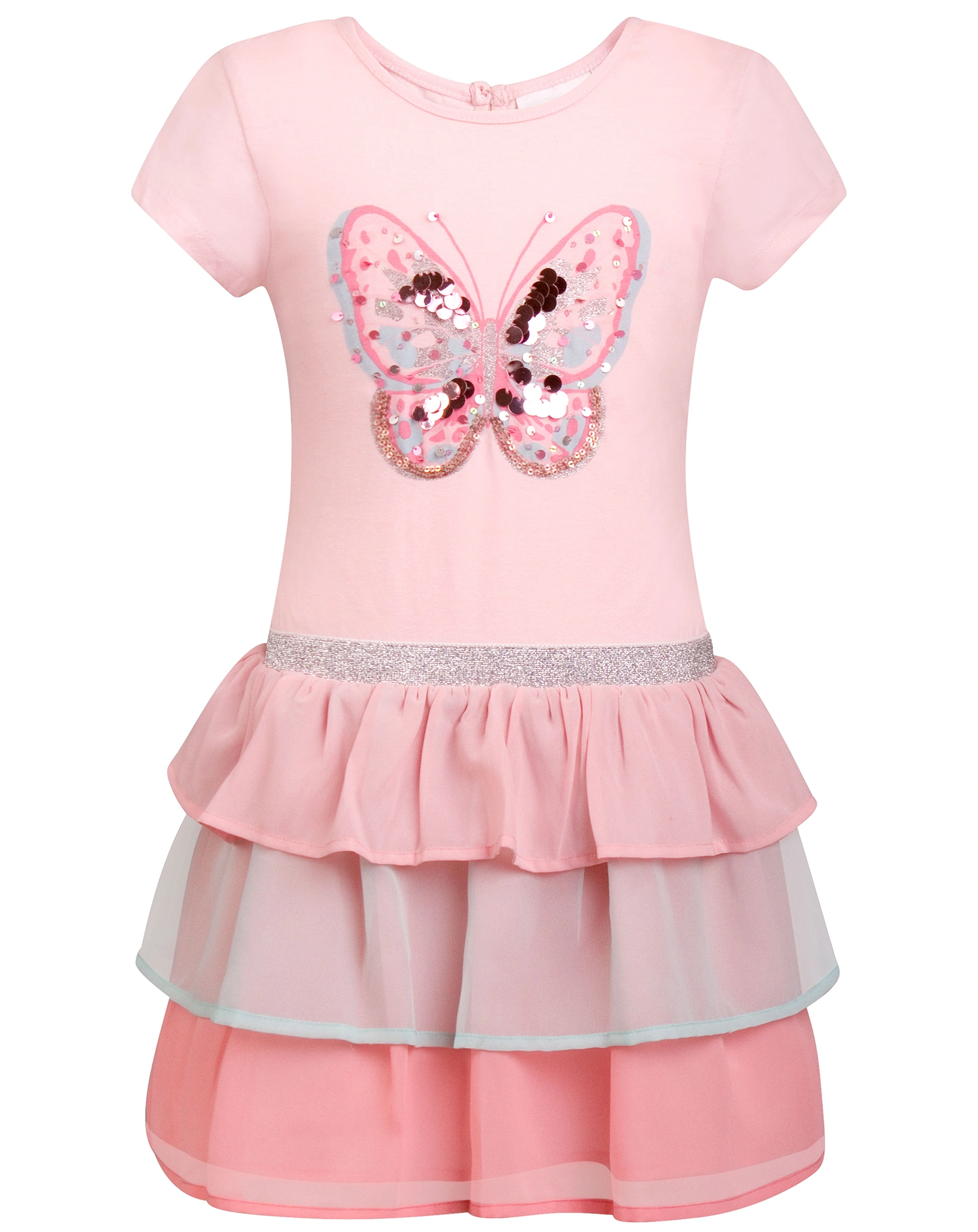 Kurzarmkleid GLITZERSCHMETTERLING mit Pailletten in rose