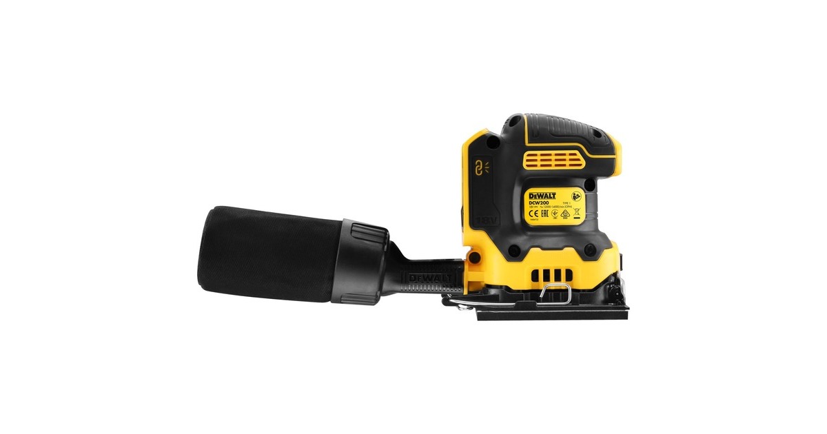 DEWALTAccu Vlakschuurmachine DCW200NT, 18V  (Geel/zwart, T-STAK Box II, Accu en oplader niet inbegrepen)