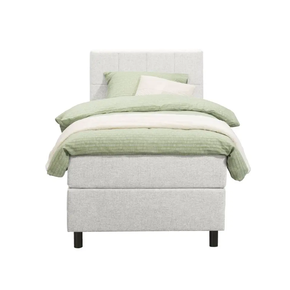 Boxspring Liv geblokt - ecru - 90x200 cm - ronde poot