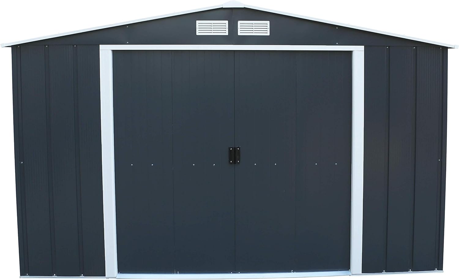 Duramax ECO 10 x 12 (11.03 m²) Metallgerätehaus, feuerverzinktes Metall gerätehaus - Geräteschuppen, verstärkte Dachkonstruktion, wartungsfreier und wetterfester Metallschuppen, Anthrazit