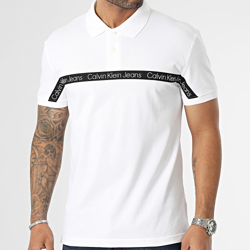 Polo Manches Courtes Logo Tape 2856 Blanc