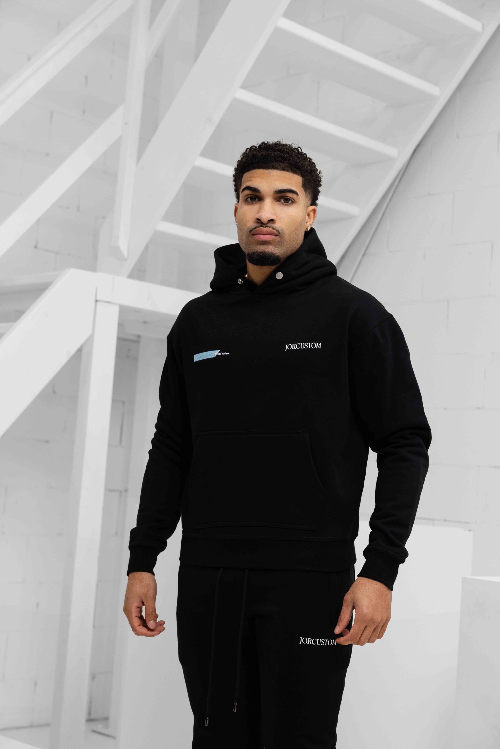 Jorcustom Fleece Angel 2.0 Oversized Hoodie Heren Zwart