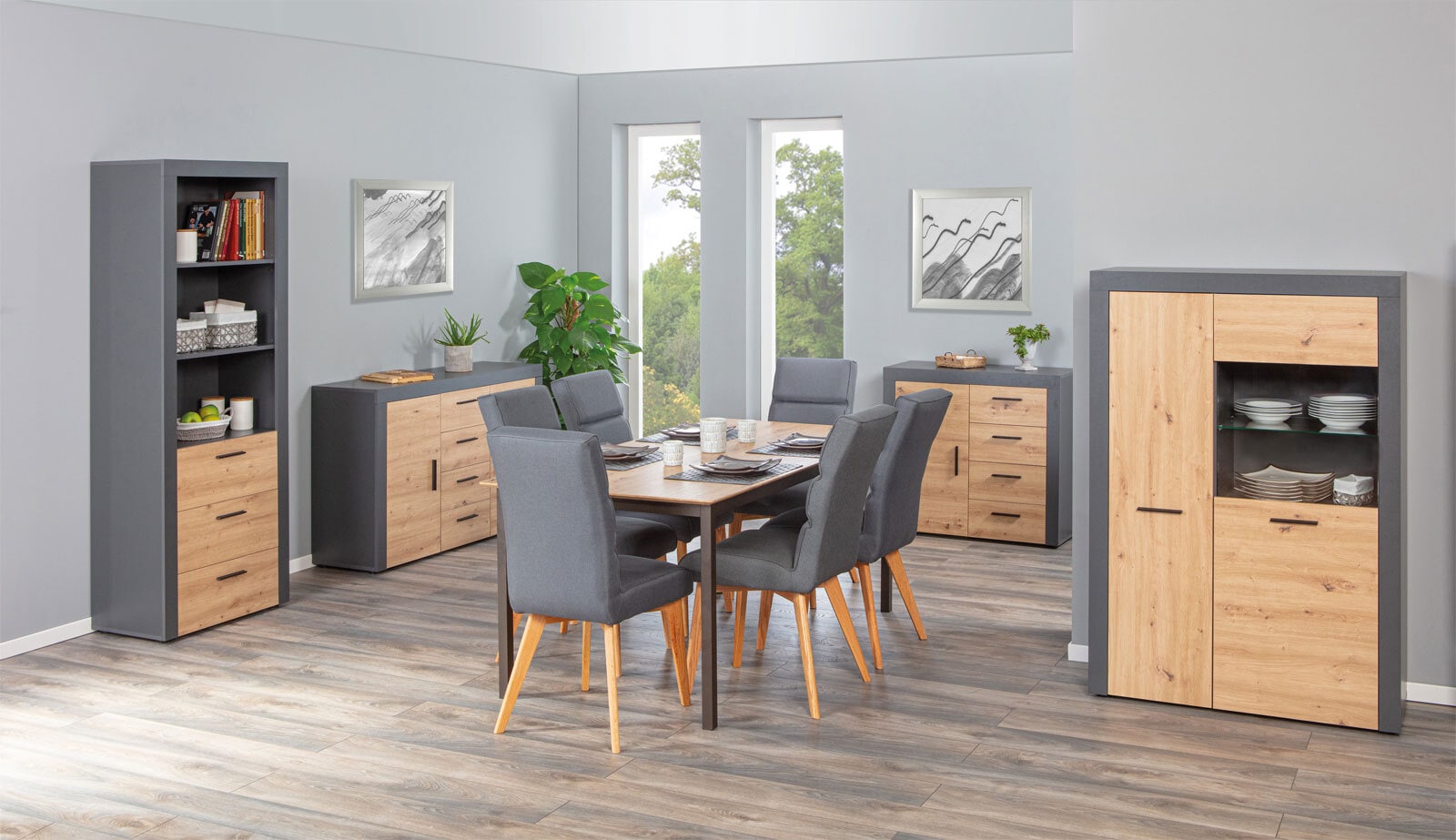 Regal Roland grau/braun 68,6x190x41,6 cm